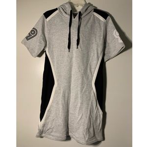 Forever 21 NYC Short Sleeve Hoodie Dress 
S
grey, black, white
NWOT